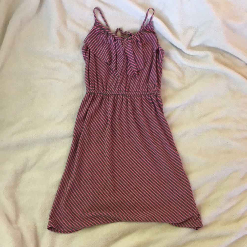 Grey and Pink Striped Dress